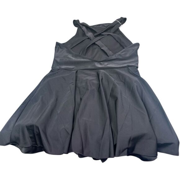 Black High Neck Tummy Control Swimdress - Picture 7 of 12